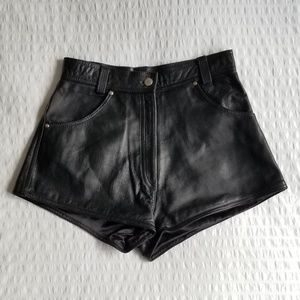Genuine Leather High Waist Cheeky Shorts EUC 4